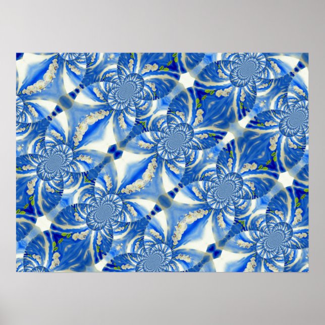 Poster Céu azul romeno e orquídeas brancas (Frente)