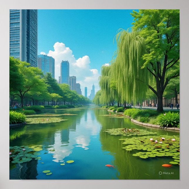 Poster Céu Azul Serene com Nuvens (Frente)