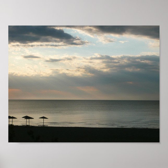 Pôster Céu da manhã sobre praia em Grécia (Frente)