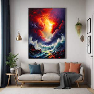 Pôster Céu de Fiery e Mar Arrastão - Arte Dinâmica de Cap
