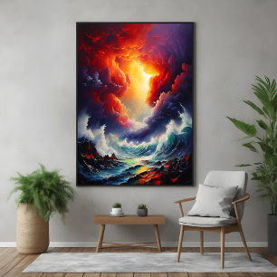 Poster Céu de Fiery e Mar Arrastão - Arte Dinâmica de Cap