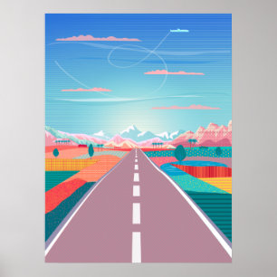 Poster Céu do Pôr do Sol de Verão, Viagem de Carro para M