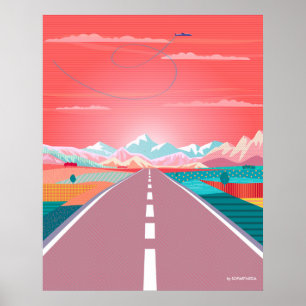 Poster Céu do Pôr do Sol de Verão, Viagem de Carro para R