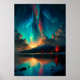 Poster Céu Dramático e Céu Azul por água