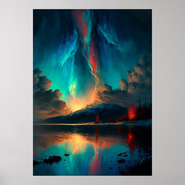 Poster Céu Dramático e Céu Azul por água (Frente)