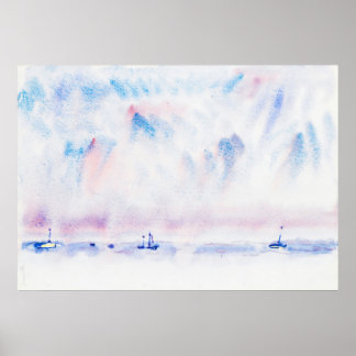 Poster Céu e Mar das Bermudas com Barcos de Charles Demut