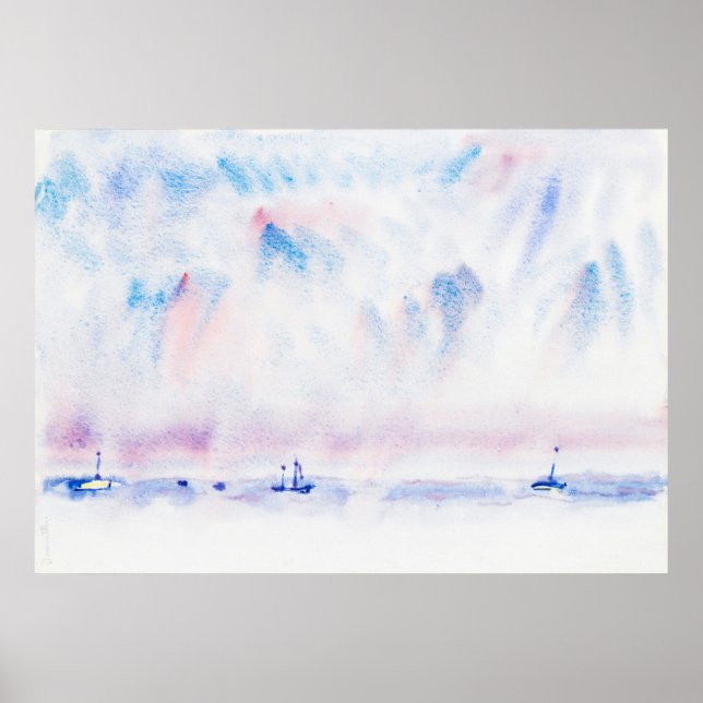 Poster Céu e Mar das Bermudas com Barcos de Charles Demut (Frente)