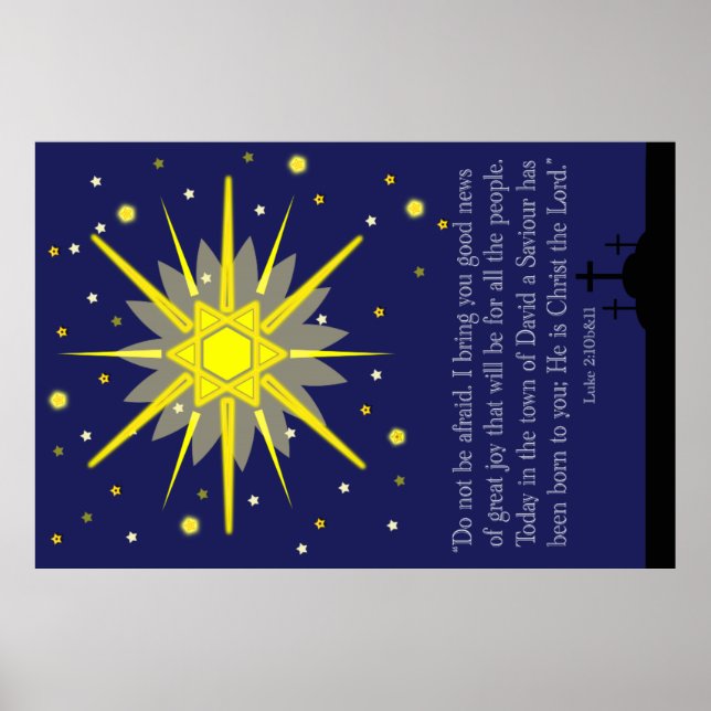 Poster céu estrelado com luke 2:10-11 (Frente)