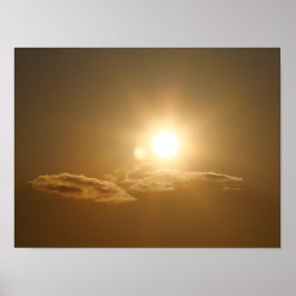 Poster Céu Laranja com Sol e Nuvens