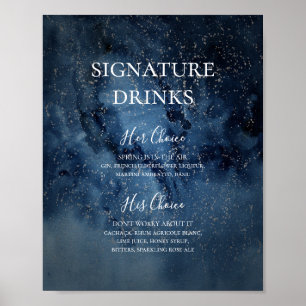 Poster Céu Noturno Celestial   Placa de Bebidas Assinatur