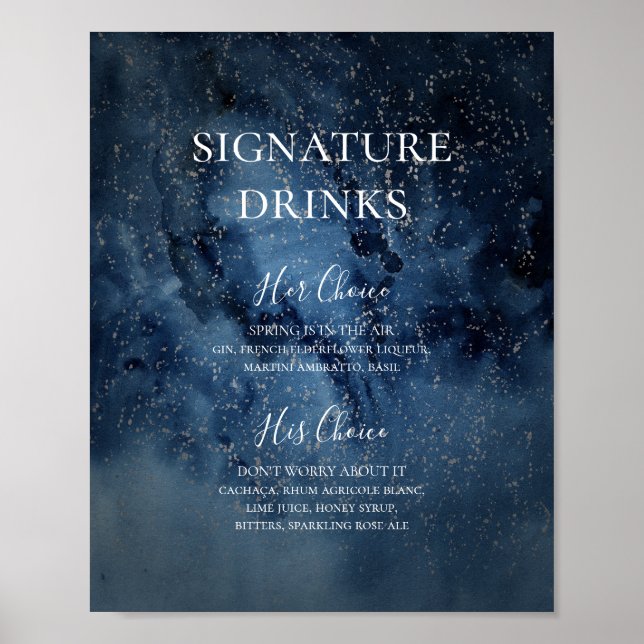 Poster Céu Noturno Celestial | Placa de Bebidas Assinatur (Frente)