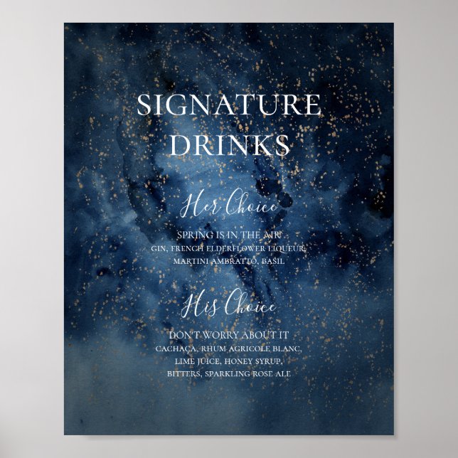 Poster Céu Noturno Celestial | Placa de Bebidas com Assin (Frente)