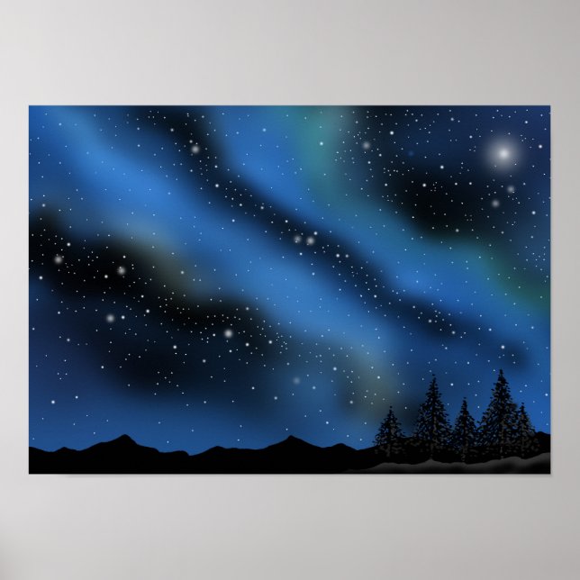 Poster Céu noturno da Nebulosa da Aurora. (Frente)