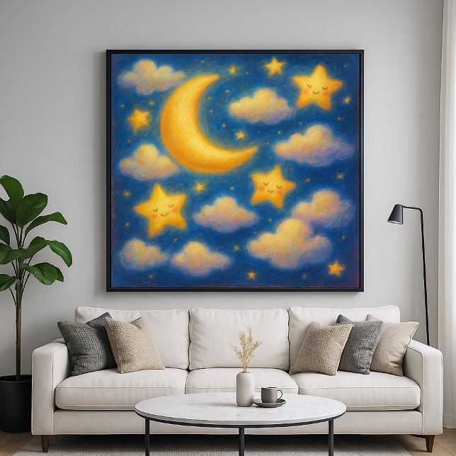 Poster Céu Noturno Sonhador Fofo - Estilo de Pintura Past (Criador carregado)