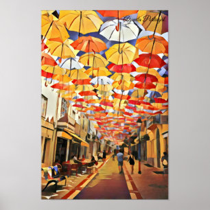 Poster Céu Portugal do guarda-chuva de Agueda