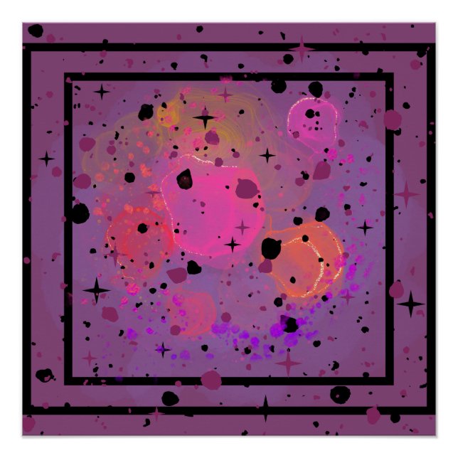 Pôster Céu roxo, violento e abstrato, estrelado, (Frente)