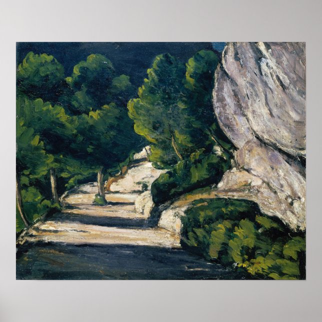 Poster Cézanne - Estrada Com Árvores Em Montanhas Rochosa (Frente)