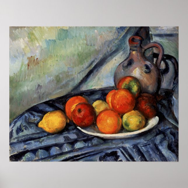 Poster Cézanne - Fruta E Um Jug Em Uma Mesa (Frente)