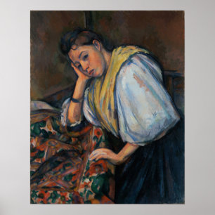 Poster Cézanne - Jovem Mulher Italiana Em Uma Mesa