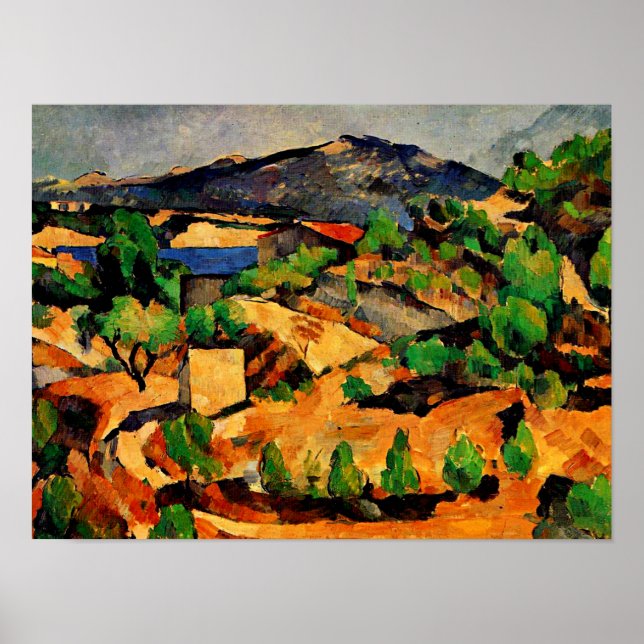 Poster Cezanne - Montanhas vistas em L'Estaque (Frente)