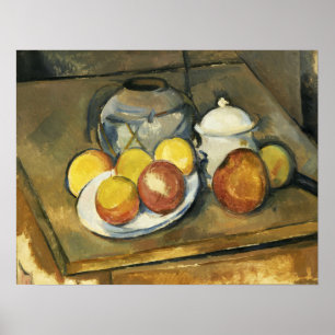Poster Cézanne - Vase, Bolsa De Açúcar E Maçãs