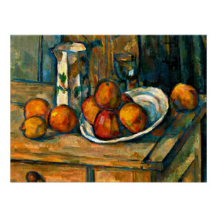 Pôster Cezanne - Vida tranquila com Jug de Leite e Fruta