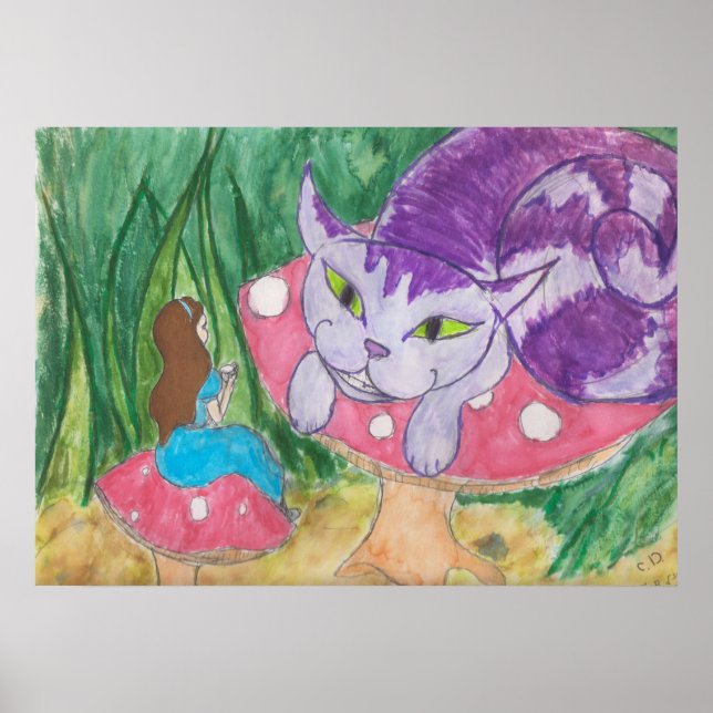 Poster Chá com o gato Cheshire (Frente)
