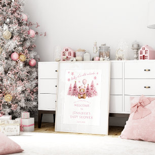 Poster Chá de Bear Bear Bear Bear de Inverno Rosa Bem-vin