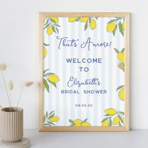 Poster Chá de Bebê Amore Limões Desenhados à Mão Listras