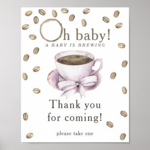 Poster Chá de bebê arco e café Obrigada por vir