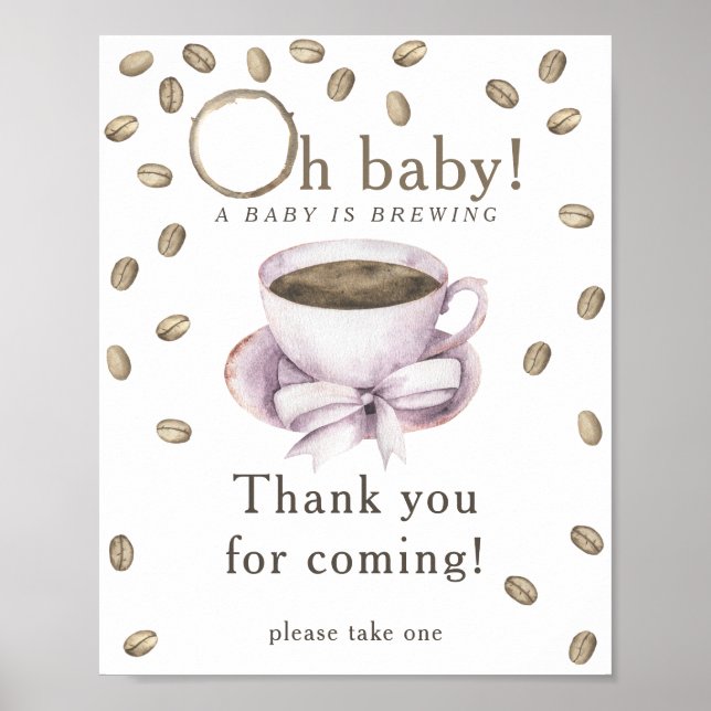 Poster Chá de bebê arco e café Obrigada por vir (Frente)