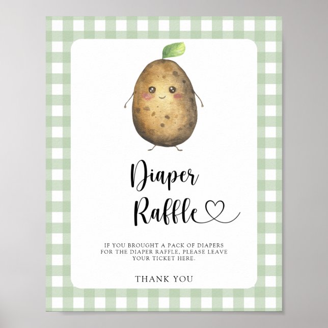 Poster Chá de bebê batata - rifa de fralda (Frente)