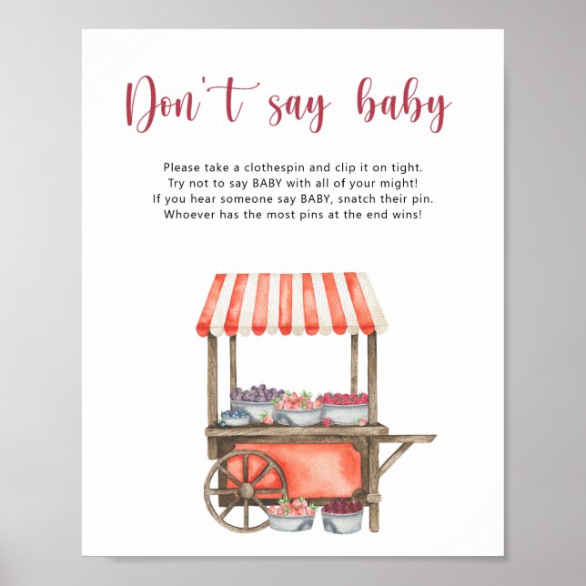 Poster Chá de bebê Berry - não diga bebê (Frente)
