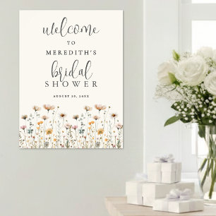 Poster Chá de Bebê Bohemiano com Flores Silvestres