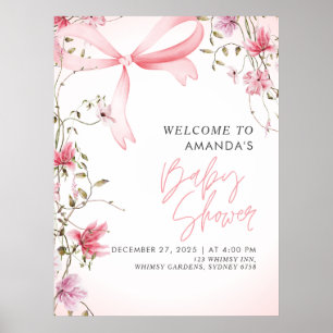 Poster Chá de Bebê Boho Floral Bebê em Flor