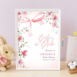 Poster Chá de Bebê Boho Floral Bebê em Flor