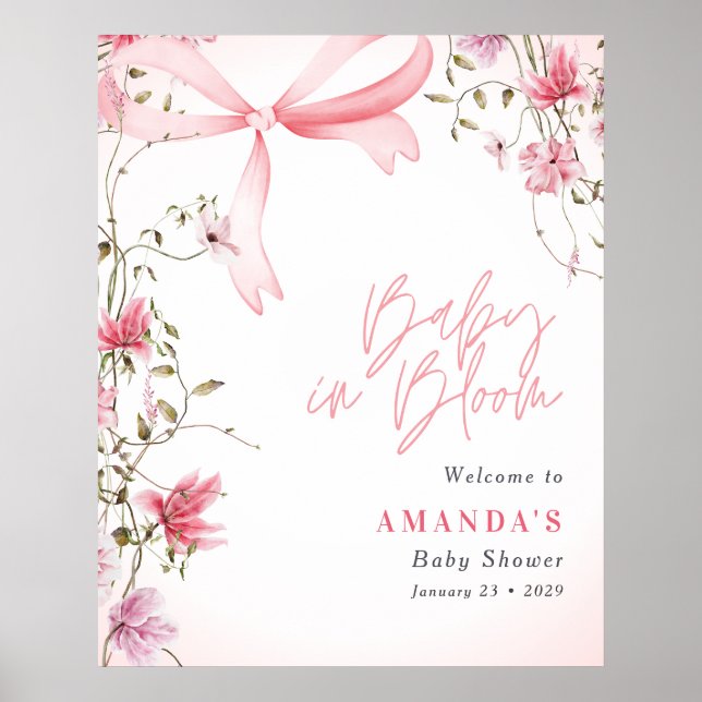 Poster Chá de Bebê Boho Floral Bebê em Flor (Frente)