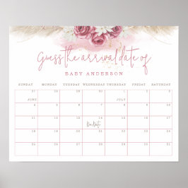 Poster Chá de Bebê Boho Tropical - Adivinhe a Data de Che