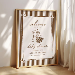 Poster Chá de Bebê Café   Bebê de Listra Marrom está a Ca
