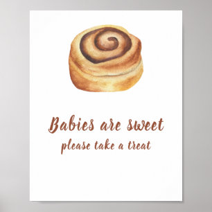 Poster Chá de bebê cinnamon Bun Bebês são doces