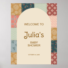 Poster Chá de Bebê com Colcha Vintage