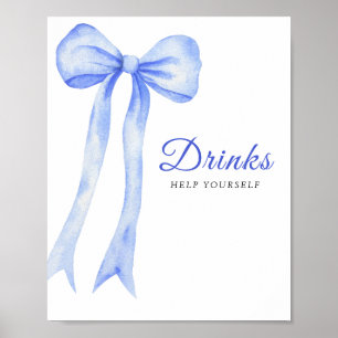 Poster Chá de bebê com laço azul - Cartaz de Bebidas