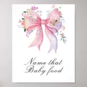 Poster Chá de bebê com laço floral - nome aquele alimento