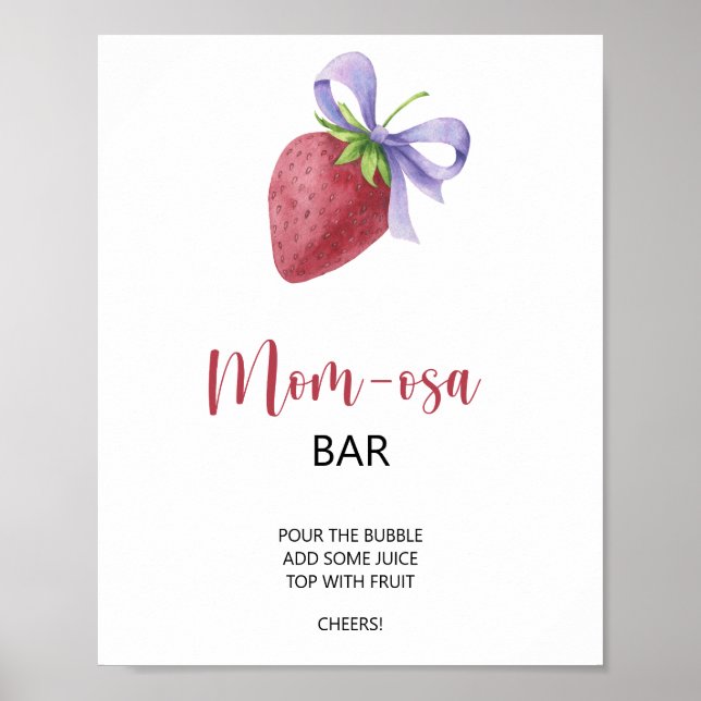 Poster Chá de bebê com morango - bar mimosa (Frente)