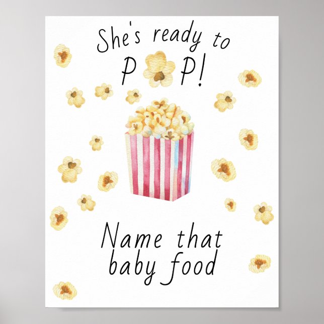 Poster Chá de bebê com pipoca - Dê nome a comida de bebê (Frente)