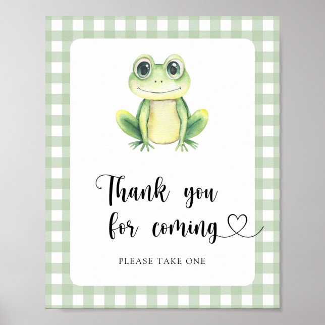 Poster Chá de bebê com tema de rã - Obrigado por vir (Frente)