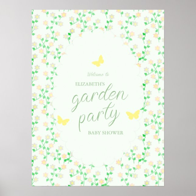 Poster Chá de Bebê com Tema Festa no Jardim Neutro (Frente)