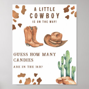 Poster Chá de bebê cowboy Adivinhe quantos doces