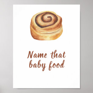 Poster Chá de bebê da Cinnamon Bun Jogo da comida de bebê