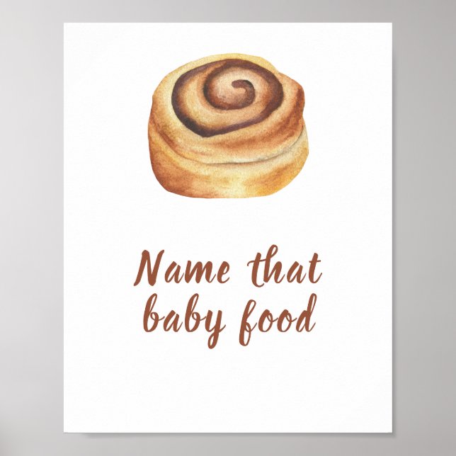 Poster Chá de bebê da Cinnamon Bun Jogo da comida de bebê (Frente)